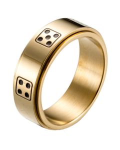 Stalen mannen ring Dobbelsteen spinner Goud
