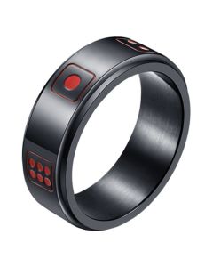 Stalen mannen ring Dobbelsteen spinner Zwart Rood