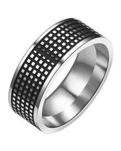 Stalen mannen ring Grid 8mm