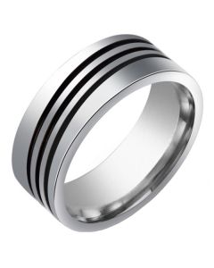 Stalen mannen ring Triple Diagonal Stripe
