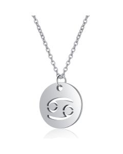 Sterrenbeeld Kreeft Dames Ketting Zilverkleurig Ronde Hanger