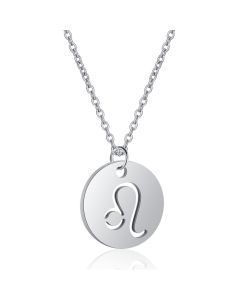Sterrenbeeld Leeuw Dames Ketting Zilverkleurig Ronde Hanger