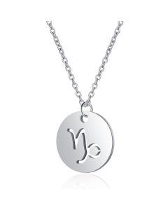 Sterrenbeeld Steenbok Dames Ketting Zilverkleurig Ronde Hanger