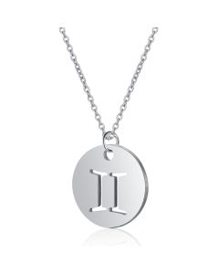 Sterrenbeeld Tweelingen Dames Ketting Zilverkleurig Ronde Hanger