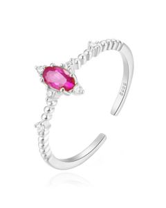 Stijlvolle Elenza Zilveren Ring met Paarse Kristal – Tijdloze Elegantie voor Dames