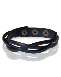 Stone Valley gevlochten leren armband Heren Donkerblauw