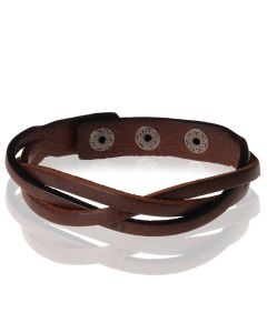Stone Valley gevlochten leren armband Heren Donkerbruin
