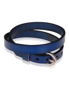 Stone Valley wrap armband Leer Verstelbaar Gesp Blauw