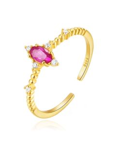 Stralende Elenza Zilveren Ring met Paarse Kristal – 18K Goud plating