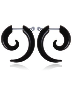 Stud oorbellen Tribal Bone Zwart