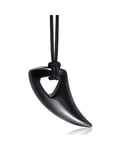 Tand kettinghanger Zwart met Touw ketting