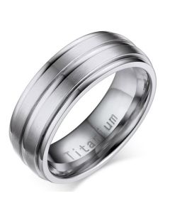 Titanium heren ring Zilver 8mm