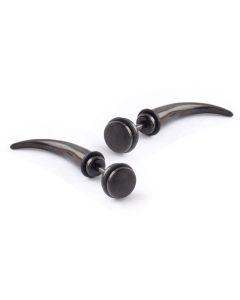 Titanium Stud oorbellen Hoorn Zwart