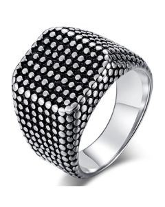 Titanium Zegelring heren Zilverkleurig Zwart