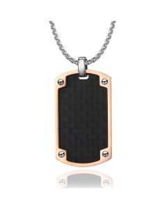 Tom Jaxon Dogtag kettinghanger Edelstaal Carbon Rosegoudkleurig Zwart