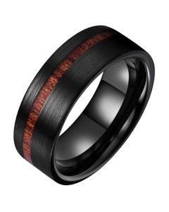 Tom Jaxon heren ring Wolfraam Mat Zwart Hout Groef