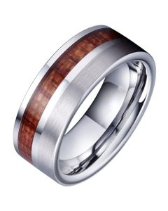 Tom Jaxon heren ring Wolfraam Zilverkleurig Palissander Inlay