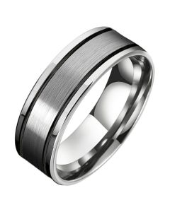 Tom Jaxon heren ring Wolfraam Zwarte Groef Mat en Glans