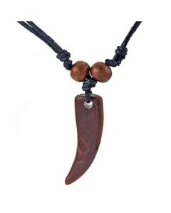 Touw Ketting voor Heren met Bruine Tand Kettinghanger van Hars