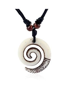 Touw Ketting voor Mannen met Witte Ronde Kettinghanger van Hars