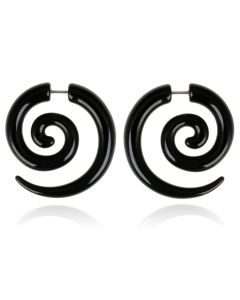 Tribal bone oorbellen Black Spiral