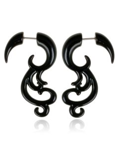 Tribal bone oorbellen Black Waves