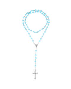 Turquoise rozenkrans ronde kralen met kruis