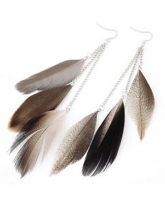 Veren oorbellen Summer Feather Grey