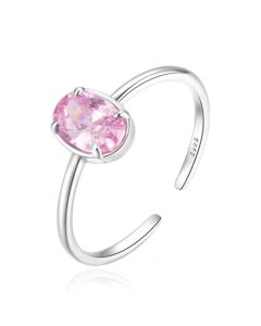 Verfijnde Elenza Zilveren Ring met Roze Kristal – Puur en Elegant voor Dames