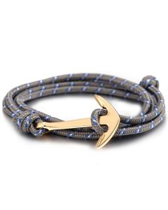 Verguld anker armband met polyester koord
