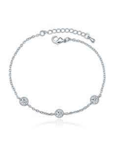 Verstelbare Dames Armband met 3 Zirkonia Steentjes Zilverkleurig