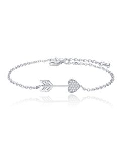 Verstelbare Damesarmband Zilverkleurig met Cupido Pijl en Zirkonia