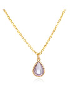 Verstelbare Ketting met Lila en Goudkleurige Waterdruppel Hanger