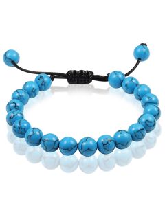 Verstelbare kralen armband Memphis Blauw Natuursteen 8mm