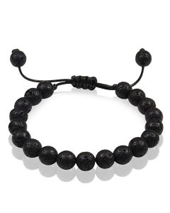 Verstelbare kralen armband Memphis Zwart Lavasteen 8mm