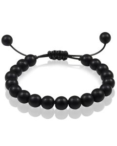 Verstelbare kralen armband Memphis Zwart Matte Agaat 8mm