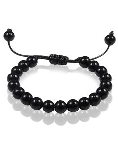 Verstelbare kralen armband Memphis Zwart Onyx 8mm