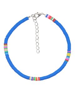 Vrolijke Enkelband met 4mm Kralen - Blauw