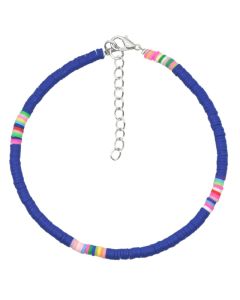 Vrolijke Enkelband met 4mm Kralen - Donkerblauw