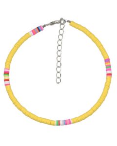 Vrolijke Enkelband met 4mm Kralen - Geel