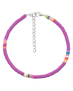 Vrolijke Enkelband met 4mm Kralen - Paars