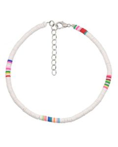 Vrolijke Enkelband met 4mm Kralen - Wit