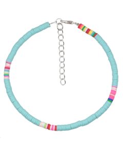Vrolijke Enkelband met 4mm Kralen - Turquoise