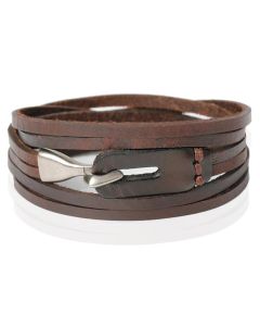 Wikkelarmband Heren Bruin Leer Haak