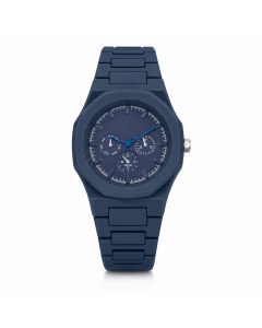 Windsor Blauw Kunststof Horloge met Donkerblauwe Wijzerplaat