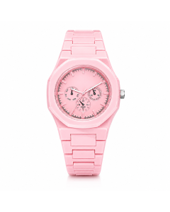 Windsor Roze Kunststof Horloge met Ton-sur-ton Wijzerplaat