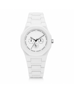 Windsor Wit Kunststof Horloge met Strakke Analoge Wijzerplaat