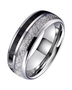 Wolfraam heren ring Carbon Vermiculiet Inlay