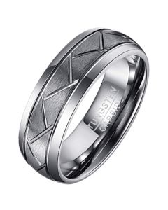 Wolfraam heren ring Diagonale Groeven