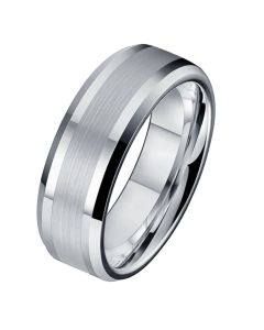 Wolfraam heren ring Geborstelde streep 8mm